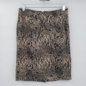 MICHAEL Kors Snake Print Knee Length Pencil Skirt w/ Twist Front Waist